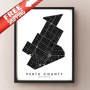 Comté de Perth, ON - Impression de la carte des limites de la ville