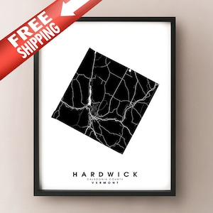 Hardwick, VT - Impresión de mapa de límites de ciudad