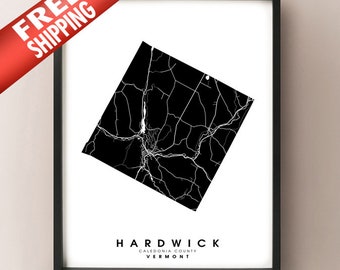 Hardwick, VT - Stadtplan Druck