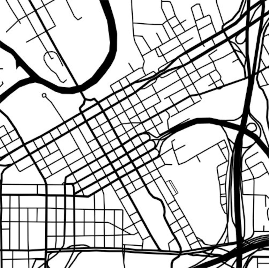 Fort Worth Map Art Print Black And White Texas Home Decor Etsy