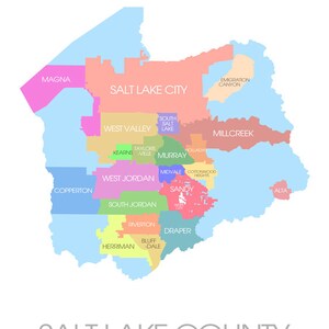 Salt Lake County, UT Map - Etsy