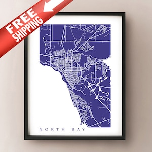 Stampa della mappa di North Bay - Poster d'arte dell'Ontario
