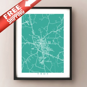 Troy, AL Carte Imprimer - Alabama Poster