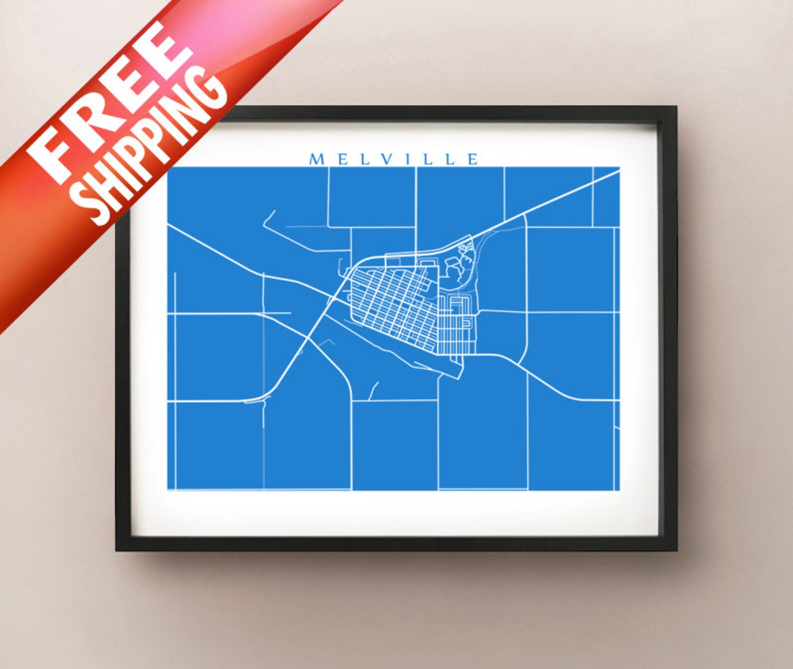 Melville SK Map Print Saskatchewan Poster Etsy
