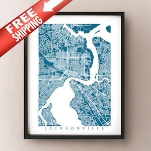 Jacksonville Kaart Print - Florida Poster