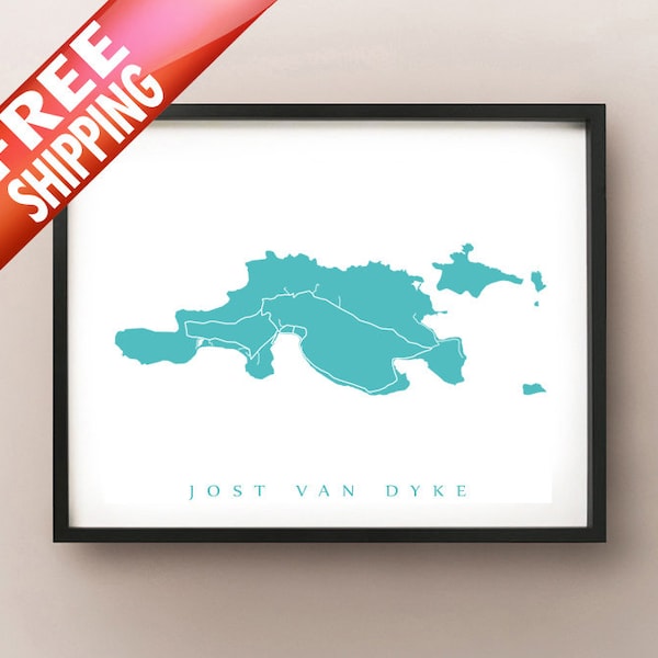 Jost Van Dyke Map - Britse Maagdeneilanden Poster