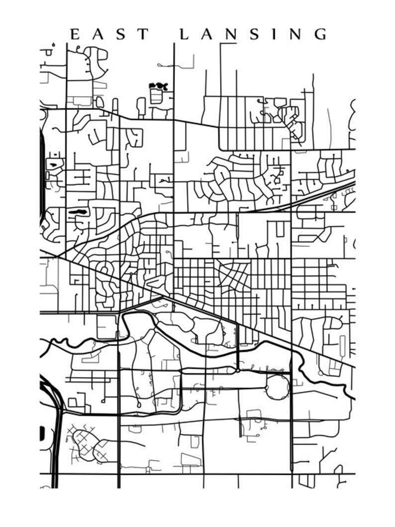 East Lansing Map Etsy