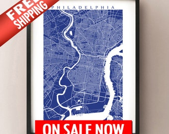 Philadelphia Map Print, Philly Art Poster, Pennsylvania State Modern Wall Art, Line Illustration