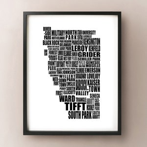 Carte typographique de Buffalo - Buffalo NY Neighborhood