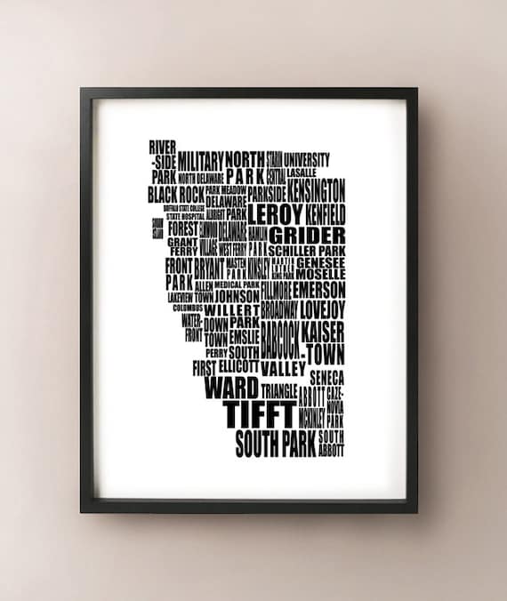 Buffalo Typography Map - Buffalo NY Neighborhood