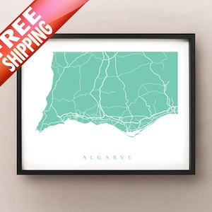 Algarve Karte Druck - Portugal KunstPoster