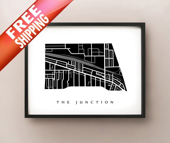 The Junction Toronto Map The Junction Map Toronto Neighbourhood Art Print | Etsy