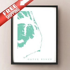 Outer Banks map art print - North Carolina Poster