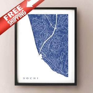 Sotschi Karte Drucken - Russland Kunst Poster
