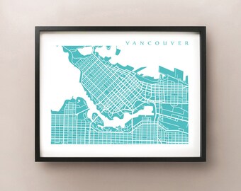 Innenstadt Von Vancouver Karte Posterdruck - BC, Kanada