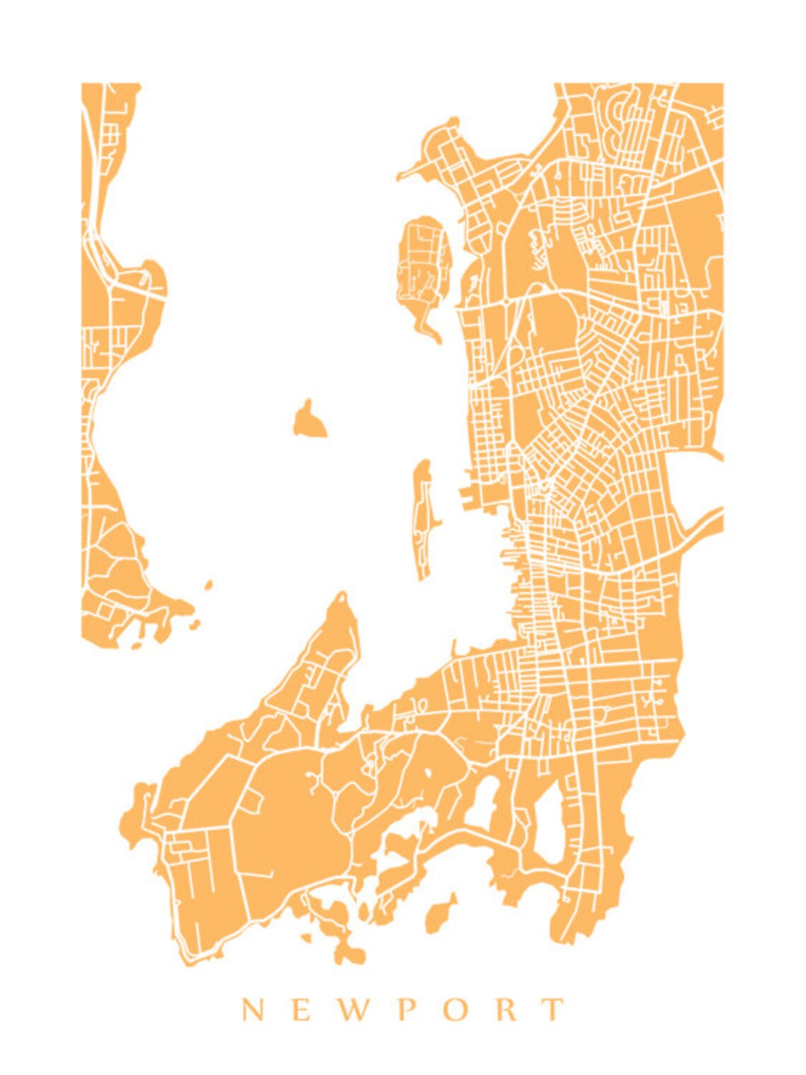 Newport Map Print Rhode Island Poster - Etsy