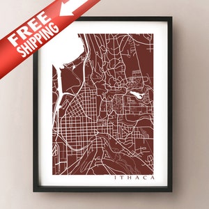 Ithaca Map Print - Affiche de New York