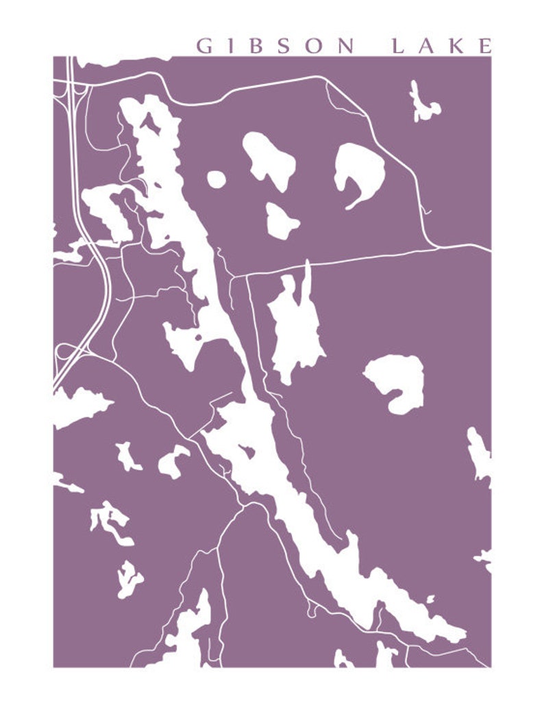 Gibson Lake ON Map Print Ontario Art Etsy