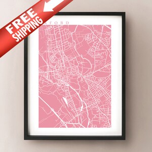 Oxford Mapa Impresión - Arte de pared del Reino Unido - Cartel de Inglaterra