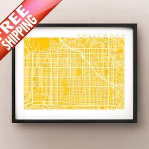 Hollywood, MAPA de CA - Impresión de carteles de California