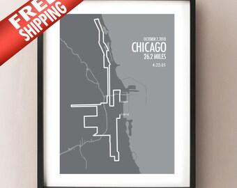 Impresión del mapa de la Ruta del Maratón de Chicago 2018