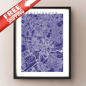 Nottingham Map Print - Uk Wall Art - Engeland Poster