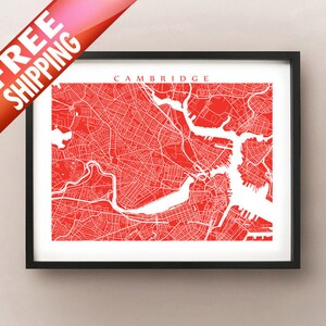 Somerville - Cambridge Map, Massachusetts Art Poster Print
