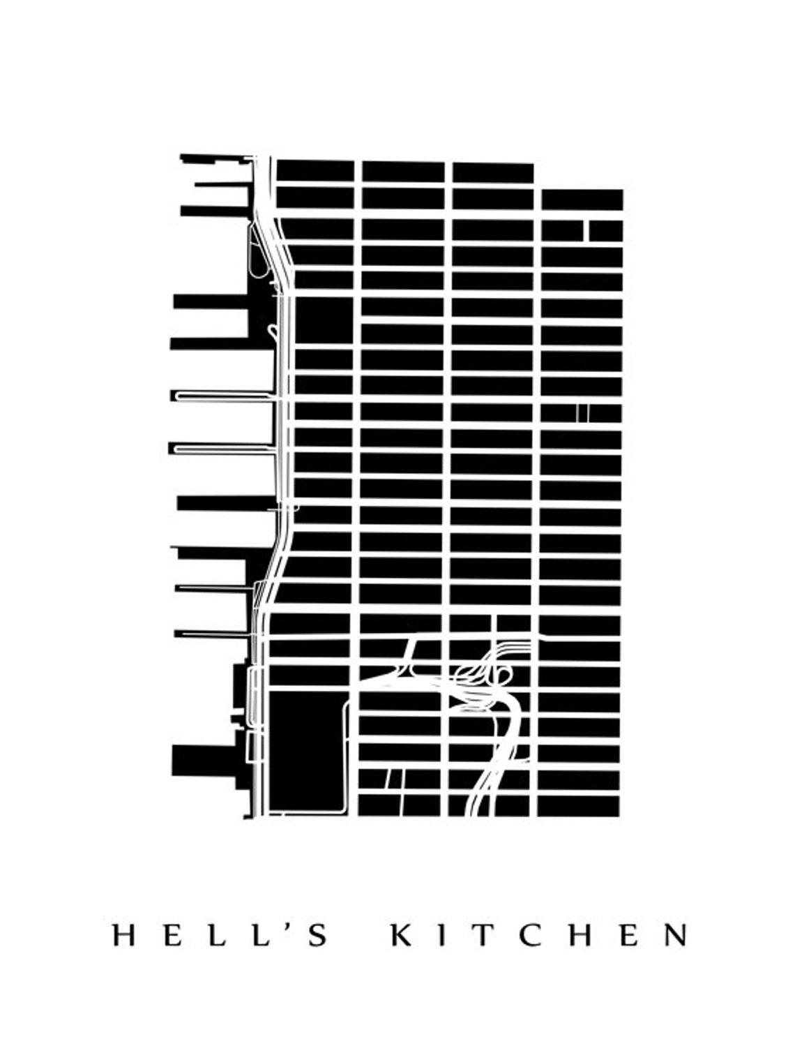 Hell's Kitchen Map Manhattan NYC Neighborhood Art Print | Etsy