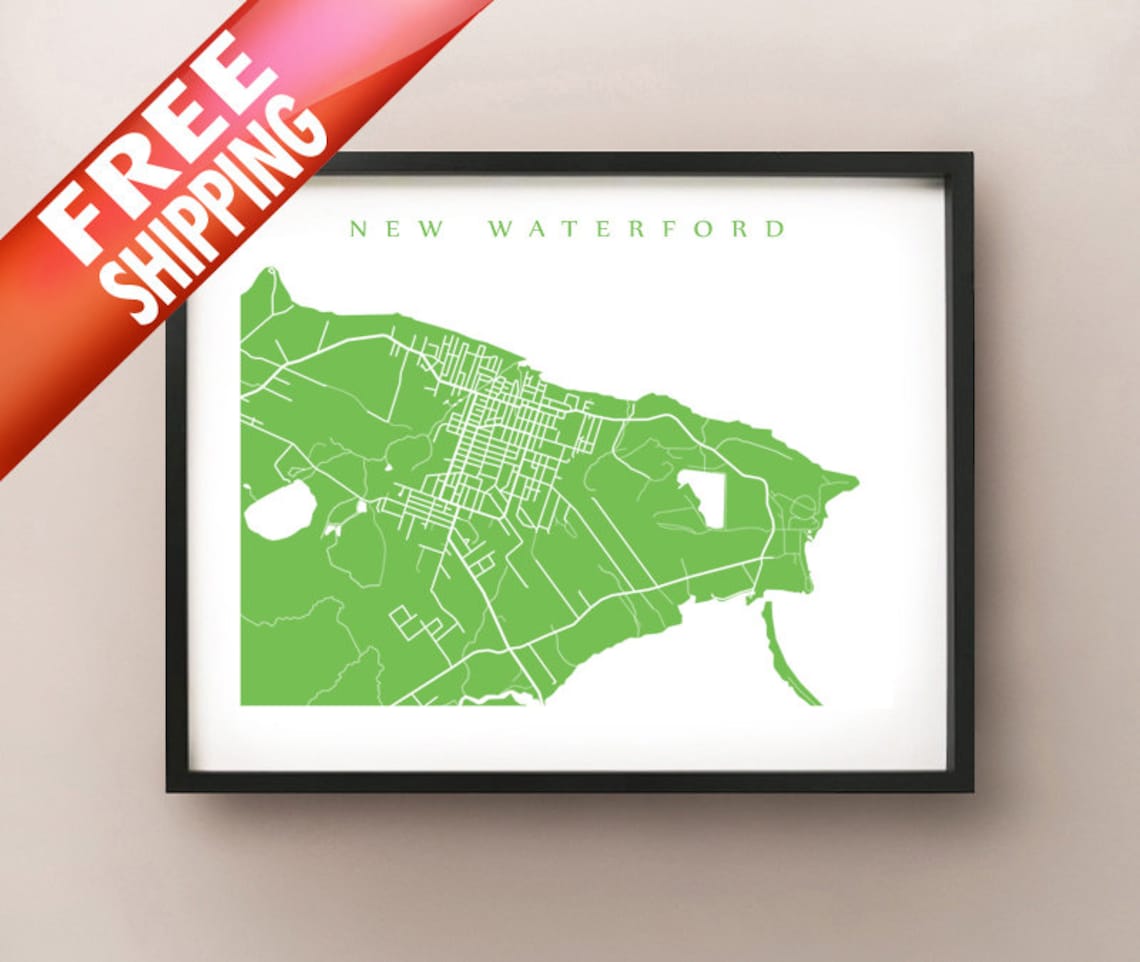 New Waterford NS Cape Breton Island Nova Scotia Map Print Etsy