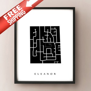 Eleanor Map - Hamilton Mountain Buurt Art Print