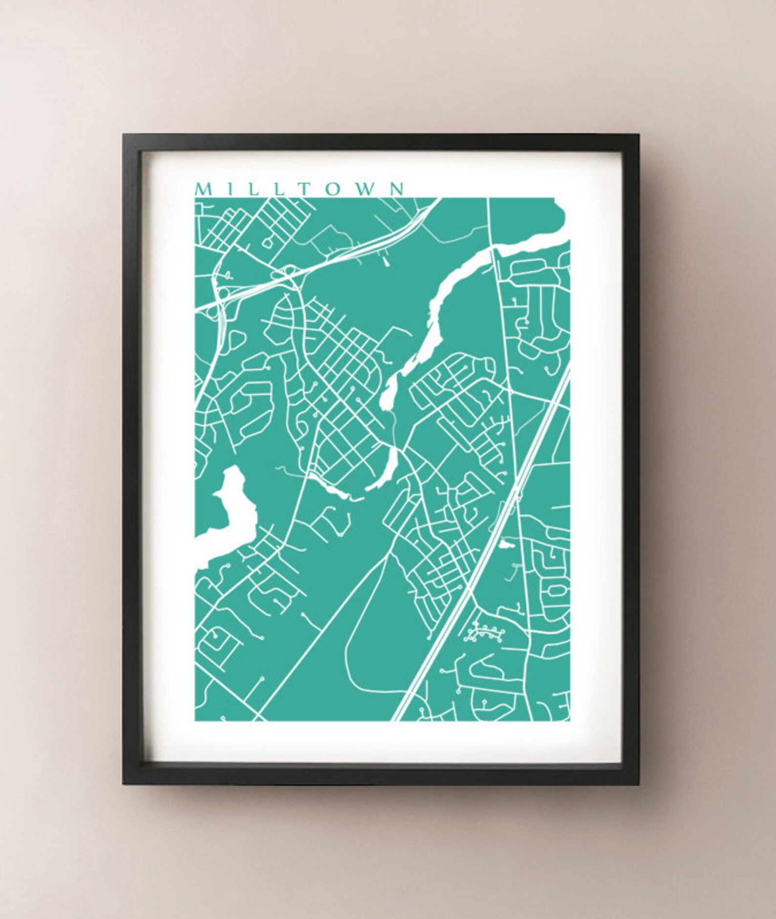 Milltown NJ Map New Jersey Poster Print Etsy