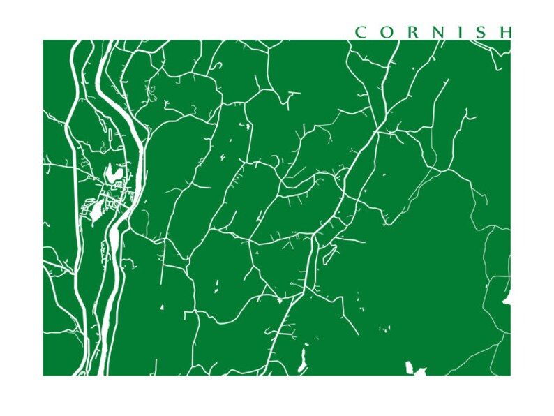 Cornish Map Print New Hampshire Poster Etsy