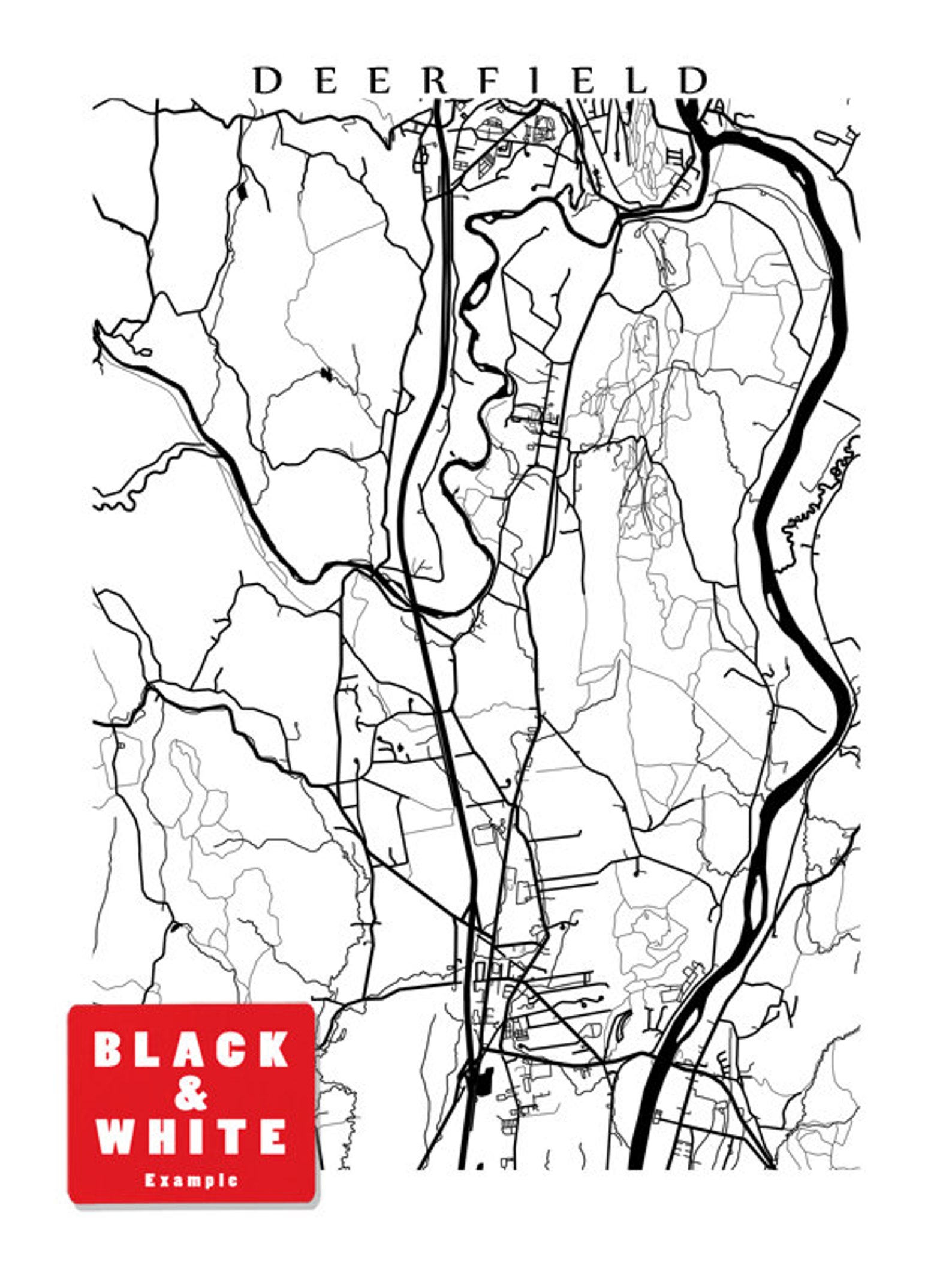 Deerfield Massachusetts Map Print Etsy