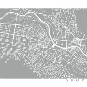 Skopje Map - Macedonia Poster Print - Скопје - Etsy