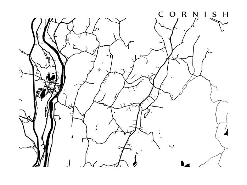 Cornish Map Print New Hampshire Poster Etsy