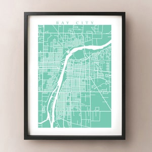Bay City Map Print - Michigan Poster Art