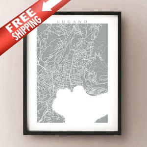 Lugano Map Print - Switzerland Poster