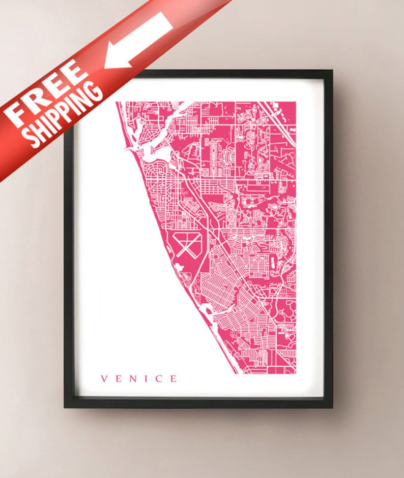 Venice Map Print Florida Poster - Etsy