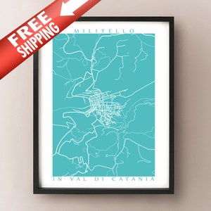 Militello in Val di Catania, Sicilia - Italia Mapa Print
