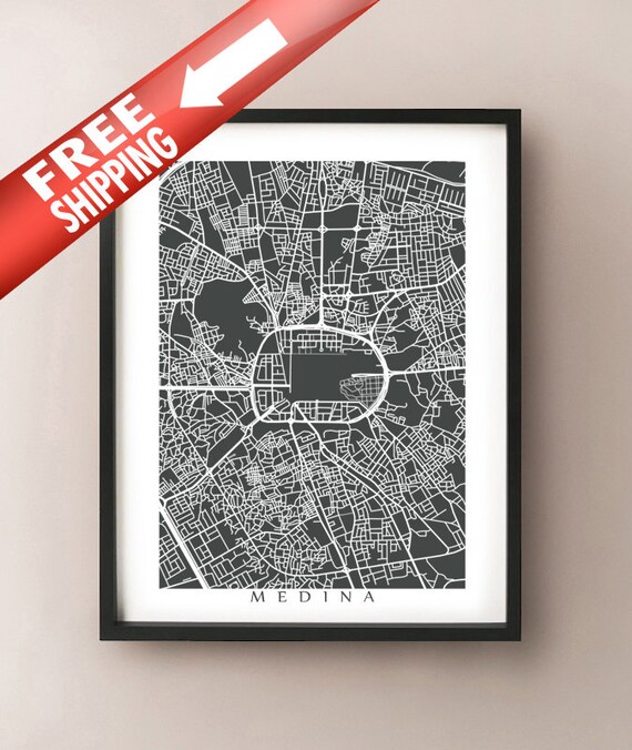 Medina Map Art Print: Saudi Arabia Cityscape, Custom Colors