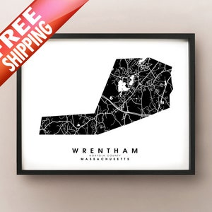Wrentham, MA - City Limits Map Print