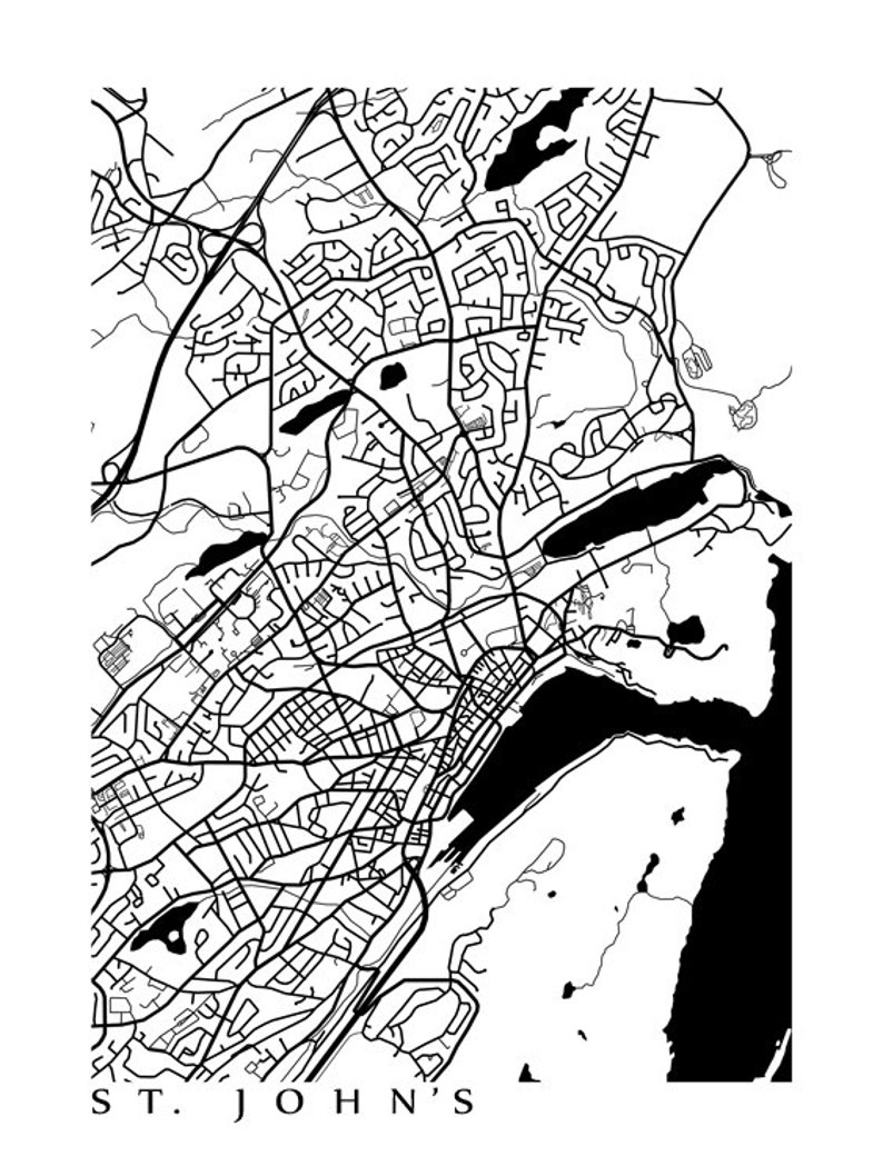 St. John's Map - Newfoundland Poster - Etsy