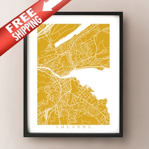Mapa de Lucerna - Lucerna, Lucerna Suiza Cartel Imprimir