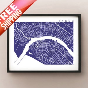 Pärnu Karte Druck - Estland Kunst Poster