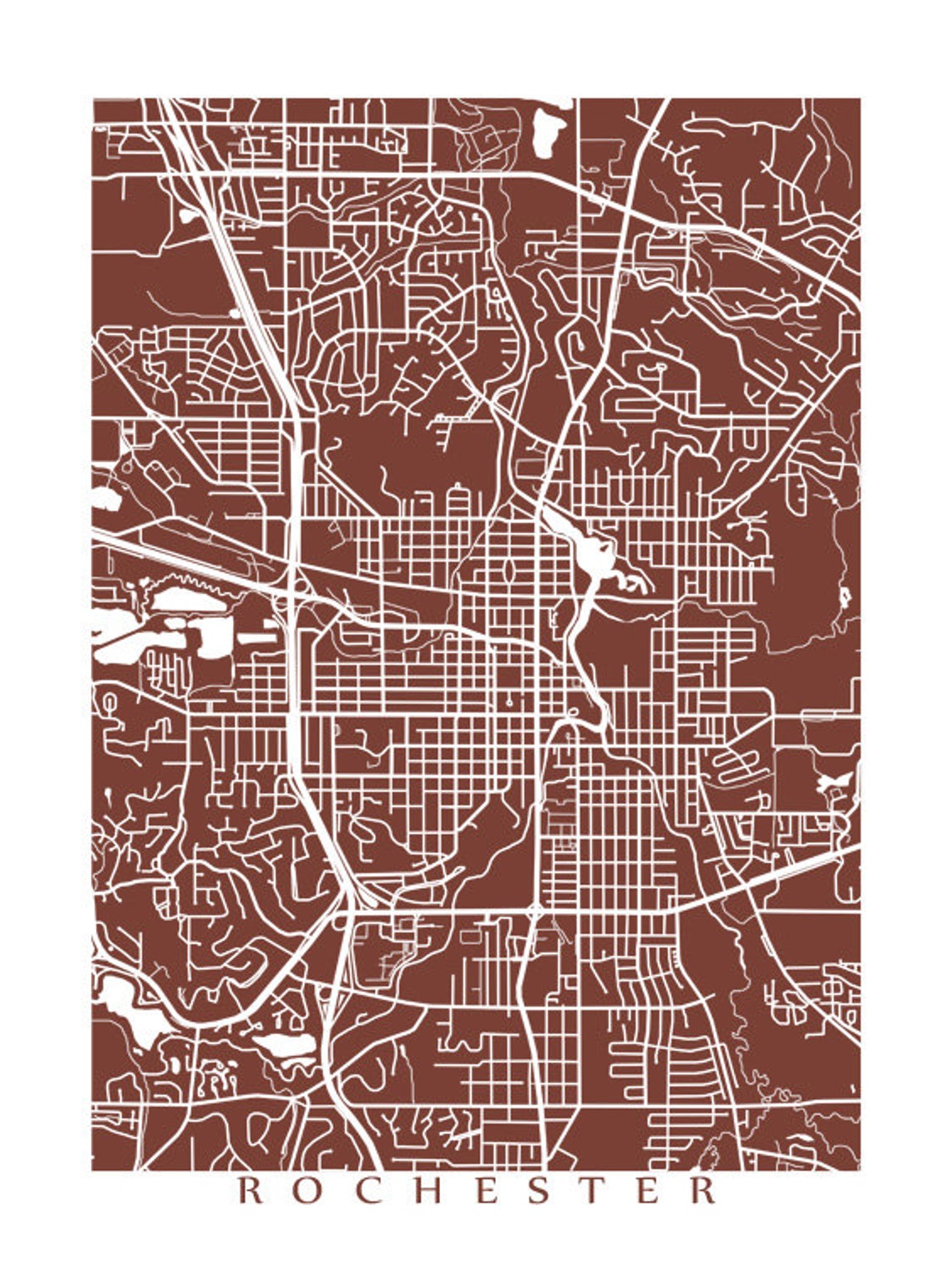 Rochester MN Map Print Minnesota Poster - Etsy