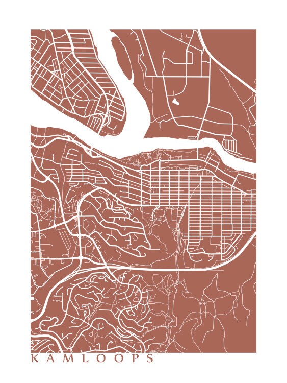 Kamloops Map Art - Etsy Canada