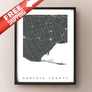 Impression de carte du comté de Norfolk (Ontario)