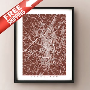 Cleveland, TN Map Print - Tennessee Poster Art