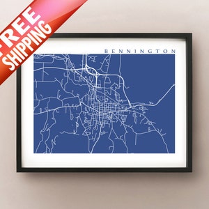 Bennington Mapa Wydruk, Vermont Art Plakat