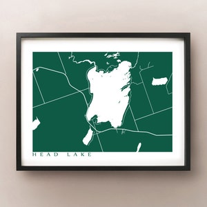 Head Lake Map - Arte del cartel de Ontario